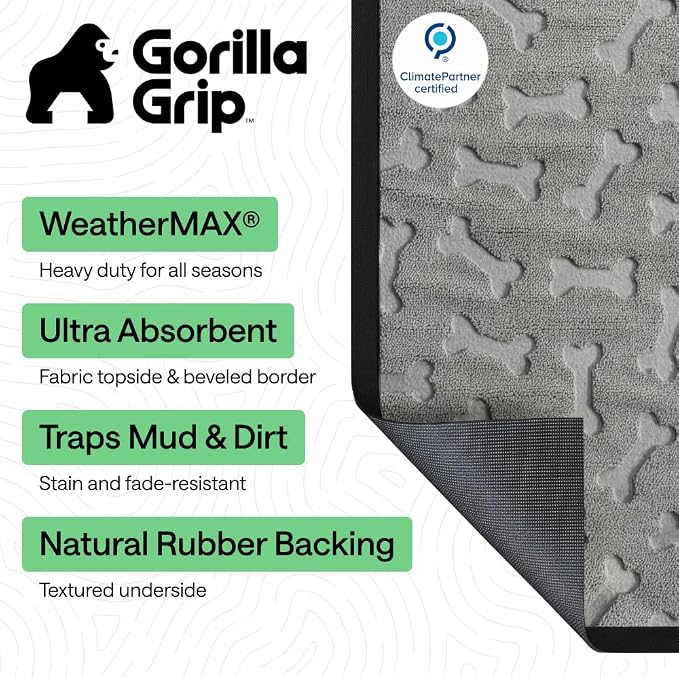 GORILLA GRIP 100% Waterproof All-Season WeatherMAX Doormat 35x23, US Designed - Image 2