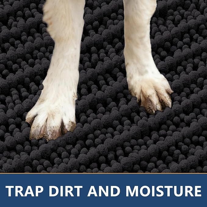 Smiry Dog Door Mat for Muddy Paws 47x32, Absorbent Dirt Trapper, Non-Slip - Image 4