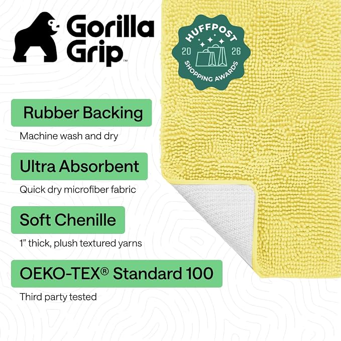 GORILLA GRIP Bath Rug Mat 36x24, Thick Soft Absorbent Chenille, Quick Dry - Image 2