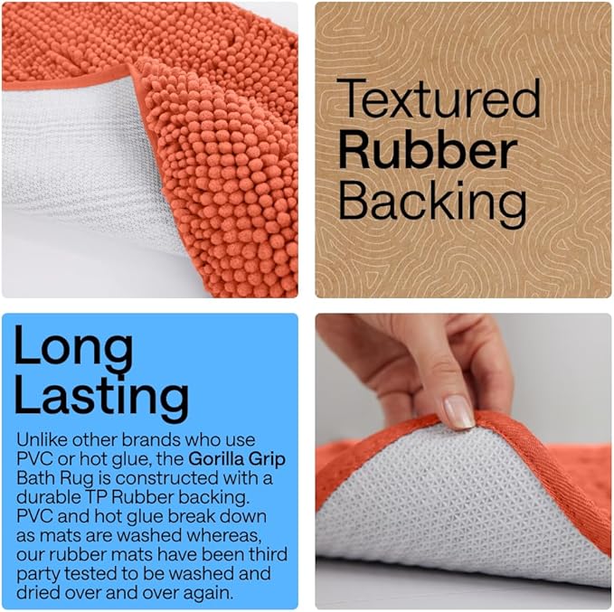 GORILLA GRIP Bath Rug Mat 30x20, Thick Soft Absorbent Chenille, Quick Dry - Image 3