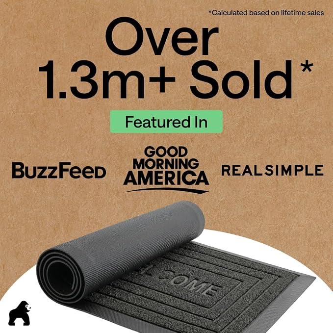 GORILLA GRIP 100% Waterproof All-Season WeatherMAX Doormat 35x23, US Designed - Image 5