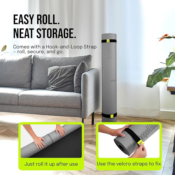 Gogokiwi Large Yoga Mat – 1/4" & 1/2" Thick Exercise Mats - Image 4