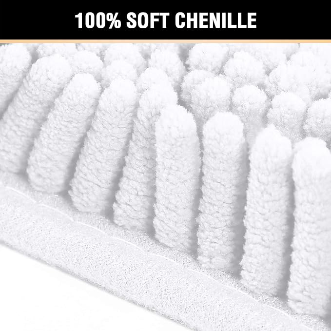 H.VERSAILTEX Pure White Bath Rug Super Soft Microfiber Non Slip Mat Absorption - Image 3