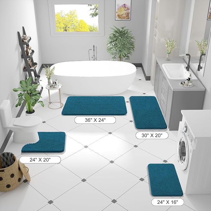 OLANLY Bathroom Runner Rugs 59x24, Soft Absorbent Chenille Bath Rugs, Rubber - Image 2