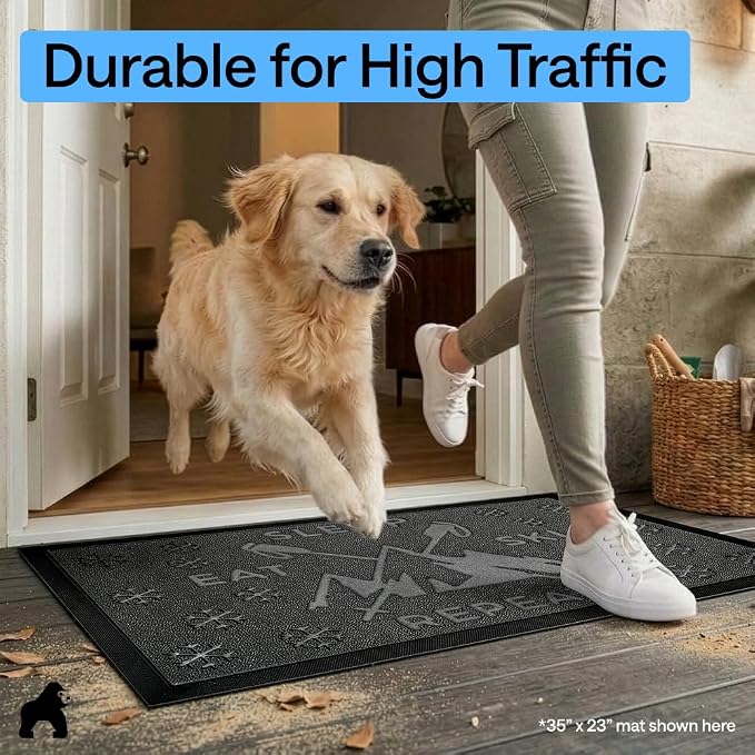 GORILLA GRIP 100% Waterproof All-Season WeatherMAX Doormat, US Designed Natural - Image 7