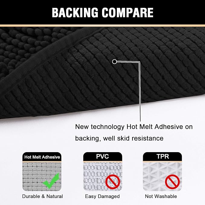 H.VERSAILTEX Microfiber Bath Rugs Chenille Floor Mat Ultra Soft Washable - Image 6