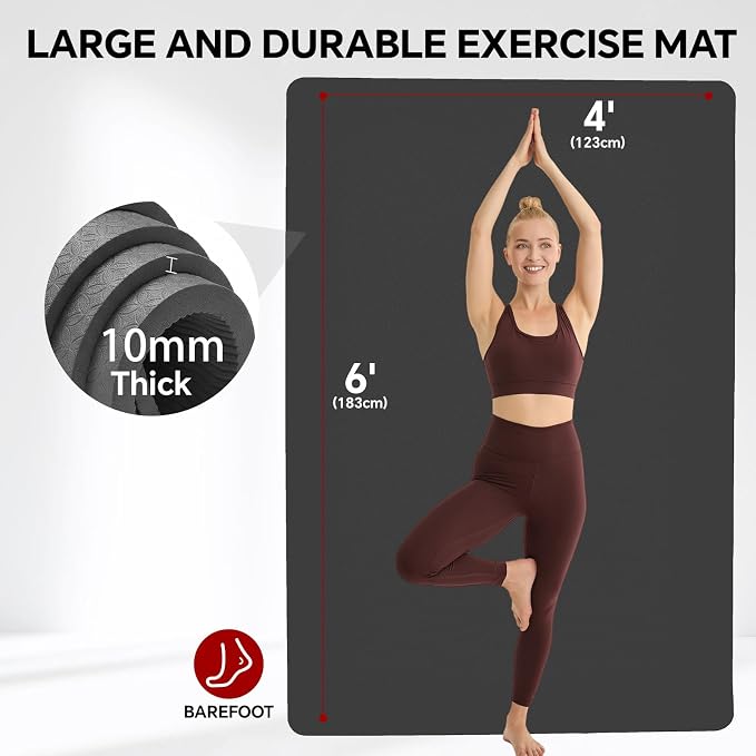 Stepwaver Extra Large Yoga Mat 6'x4', Ultra Durable, Wide Workout Mat, Wide - Image 2