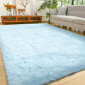 YJ.GWL Area Rugs for Living Room Bedroom, 4x6 Machine Washable Large Light Blue by YJGWLHomeDecor