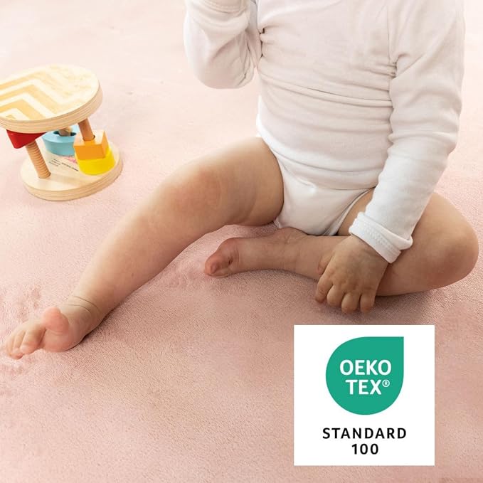 Stylish Coral Velvet Baby Play Mat 60" x 80" Pink – Soft 1" Thick High-Density - Image 7