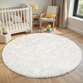 White Round Fluffy Rug 5ft, Soft Bedroom Circle Rugs Mats by Unknown