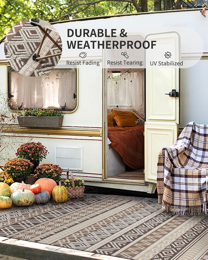 MontVoo Outdoor Rug Carpet Waterproof-Patio Rug Mat 5x8 Reversible RV Outdoor - Image 5