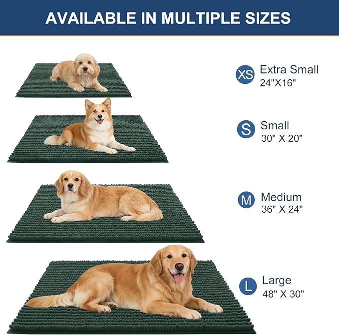 OLANLY Dog Door Mat for Muddy Paws 36x24, Ultra Absorbent Chenille Mud Doormat - Image 2