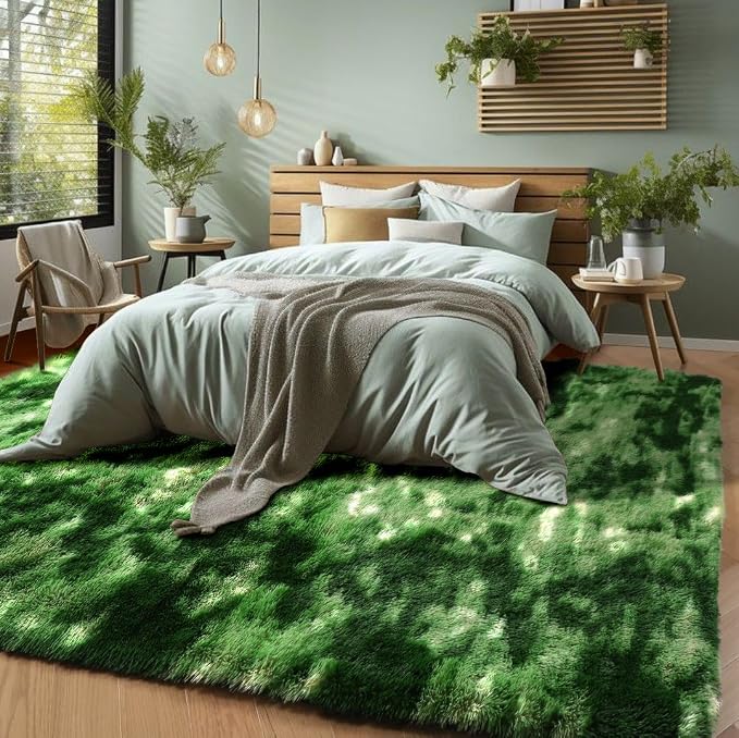 PAGISOFE Area Rugs for Bedroom 4x6, Fluffy Dark Green Rugs for Living Room - Image 3