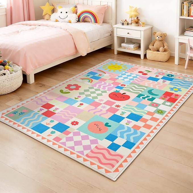 4x6 Washable Kid Bedroom Rug for Girls, Soft Non-Slip Toddler Playroom Carpet - Image 3