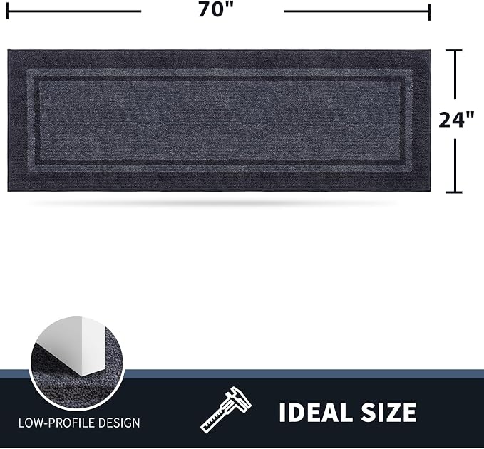PURRUGS Dirt Trapping Door Mat 24" x 70", Non-Slip Machine Washable Entryway Rug - Image 2