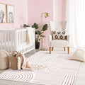 Lahome Abstract Washable Rugs, 4x6 Pink Rug by Lahome