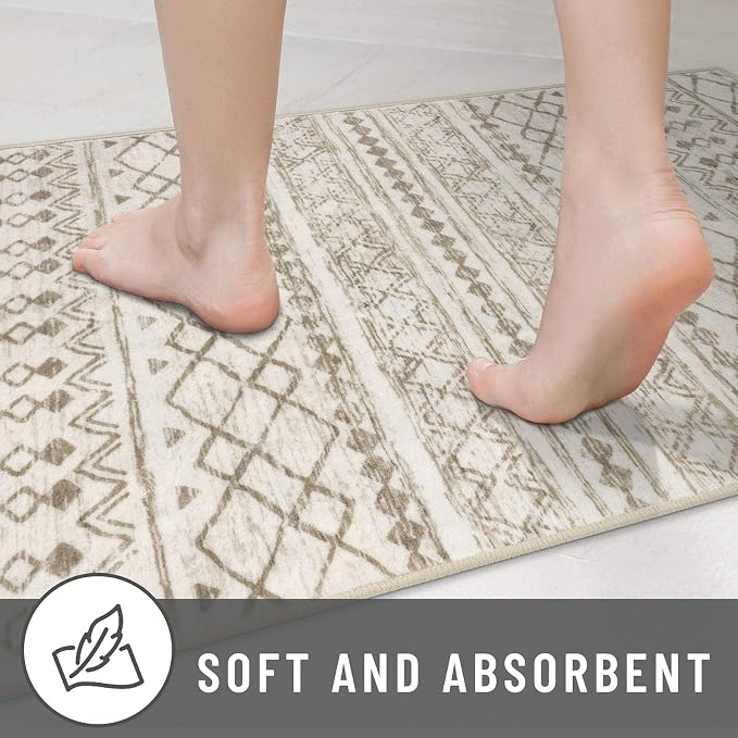KUTA Moroccan Washable Runner Rug 2.6x8, Non-Slip Vintage Beige Boho Hallway - Image 7