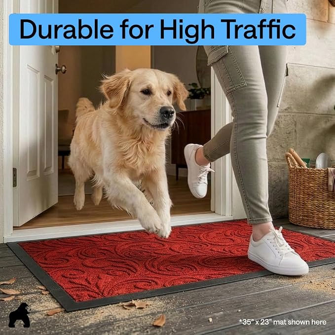 GORILLA GRIP 100% Waterproof All-Season WeatherMAX Doormat US Designed Natural - Image 7