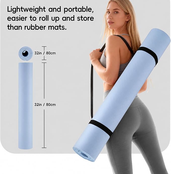 Extra Wide Yoga Mat 72" x 32", 6mm Non Slip TPE Exercise Mat - Image 6