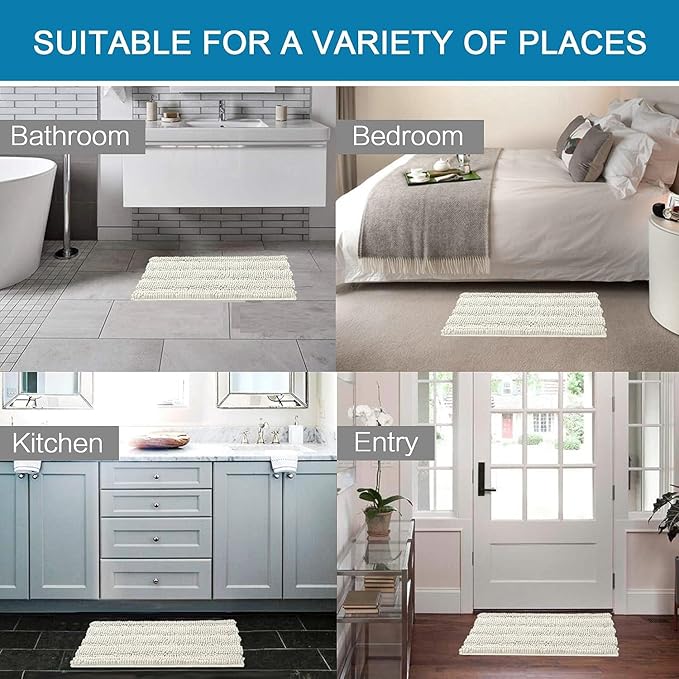 H.VERSAILTEX Bath Rugs for Bathroom Non Slip Bath Mats Extra Thick Chenille - Image 6