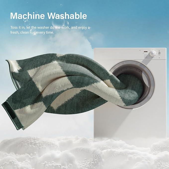 Lahome Zelie Checkered Washable 2x8 Green Runners - Image 5