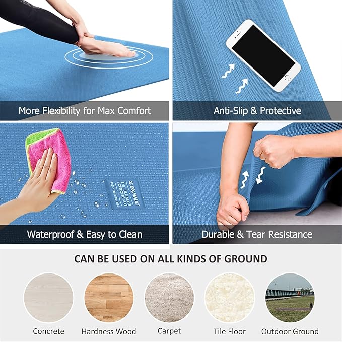 GXMMAT Large Yoga Mat 12'x6'/10'x6'/6'x8', Extra Thick Workout Mats - Image 3