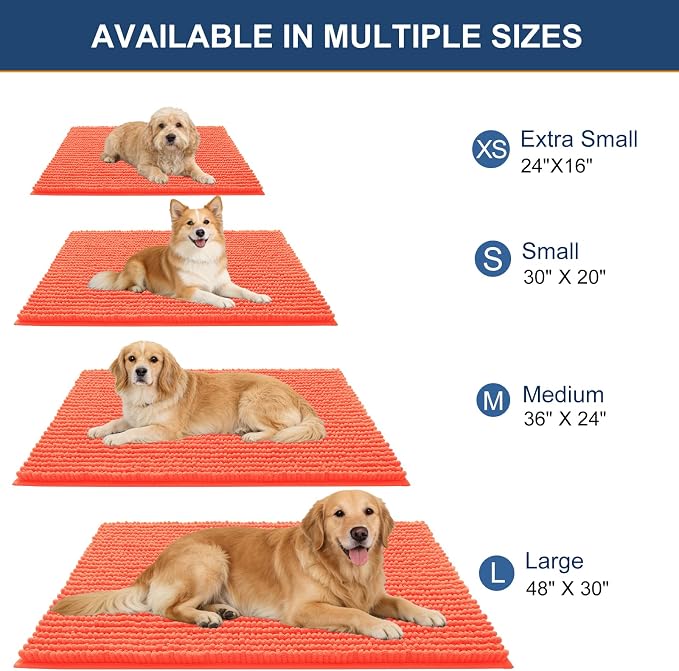 OLANLY Dog Door Mat for Muddy Paws 36x24, Ultra Absorbent Chenille Mud Doormat - Image 2
