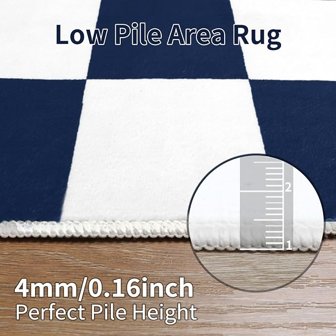 Terrug Navy and White Checkered Rug - Image 7