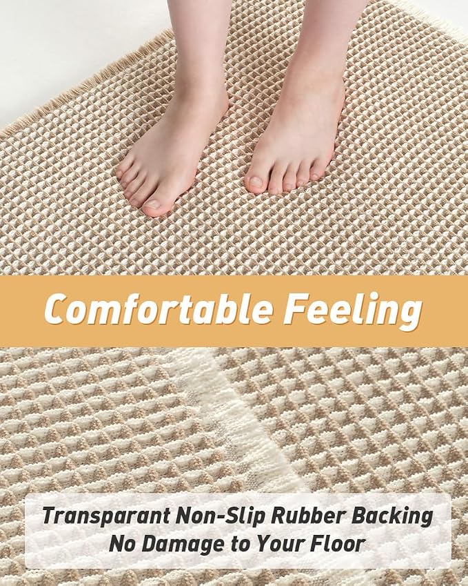 AMOAMI Upgraded Waffle Runner Rug Super Absorbent Non Slip Bath Mats - Image 3