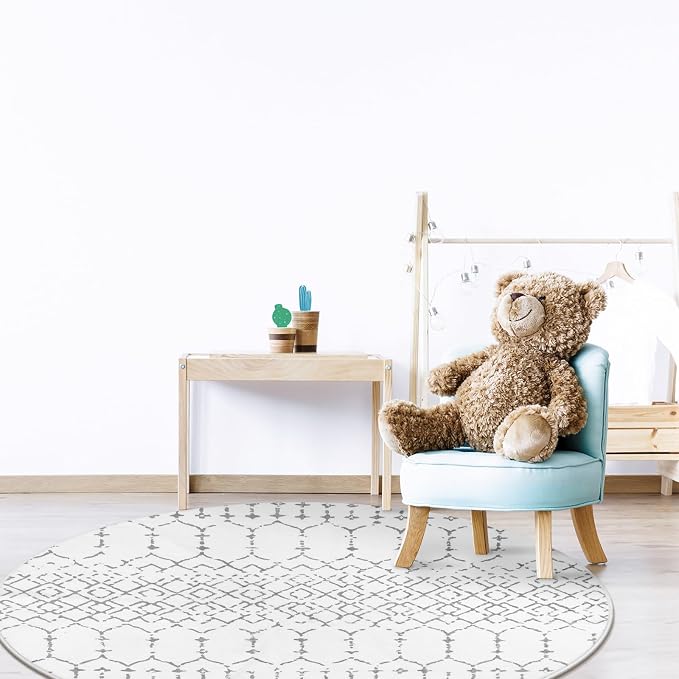 Lahome Moroccan Round Rugs 4Ft Washable Non-Slip Small Round Area Rug - Image 7