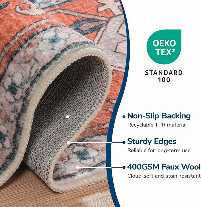 Lessymo 8 x 10 Area Rugs for Living Room- Machine Washable Area Rugs Boho Faux - Image 4