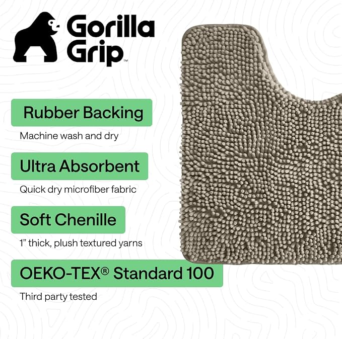 Gorilla Grip Shaggy Chenille Bath Rug Mat - Image 3