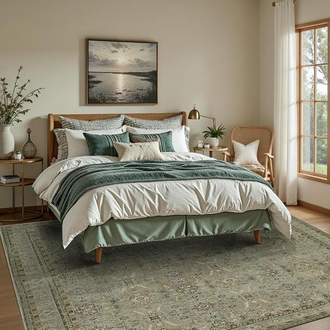 Rugxara 5x7 Area Rugs for Living Room Bedroom, Washable Rug, Vintage Floral - Image 3