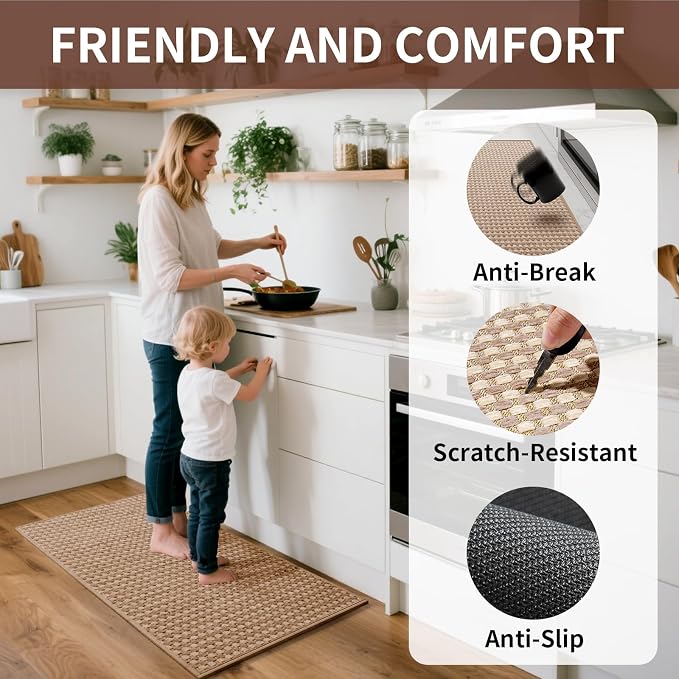 YDKGL Kitchen Rugs Non Slip Washable, Rubber Backing Soft Chenille Braided - Image 3