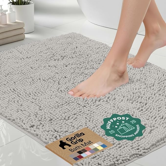 GORILLA GRIP Bath Rug Mat, Thick Soft Absorbent Chenille, Quick Dry Microfiber by Unknown