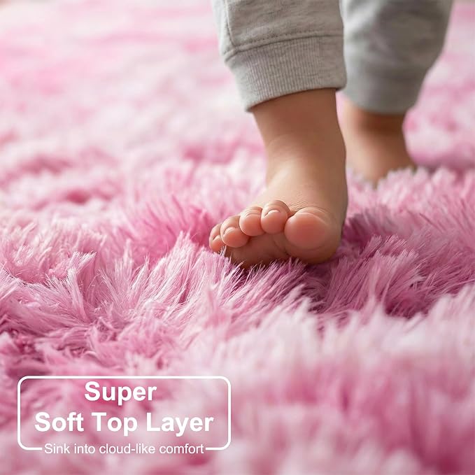 Amdrebio Tie-Dyed Pink and White Area Rugs - Image 4