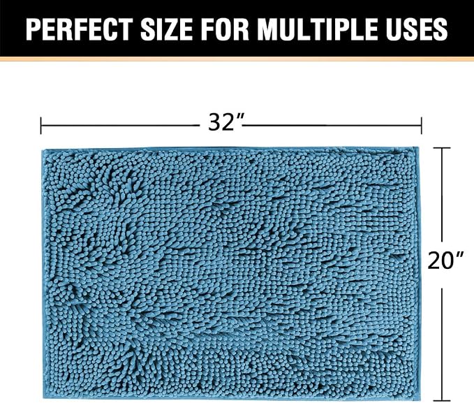 H.VERSAILTEX 20" X 32" Chenille Shaggy Bath Rug, Door Mat, Efficient Water - Image 2
