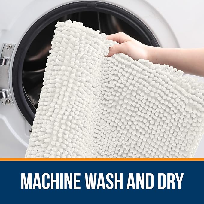 OLANLY Bathroom Runner Rugs 44x24, Extra Soft Absorbent Chenille Bath Rugs - Image 5