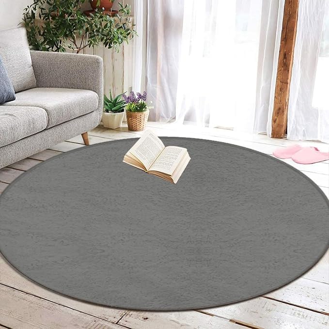 Machine Washable Modern Round Area Rug, Room Sofa Yoga Soft Round Carpet - Image 5