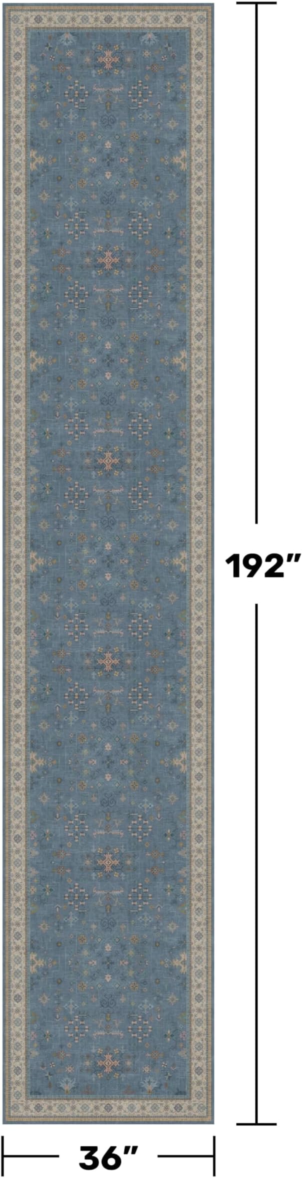 Hazo Haus Neutral Blue Washable 3x16 Extra Long Hallway Runner Rug, Boho - Image 2