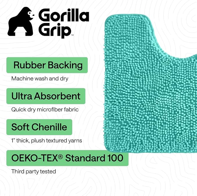 GORILLA GRIP Plush Absorbent Shaggy Chenille Bath Rug Mat - Image 3