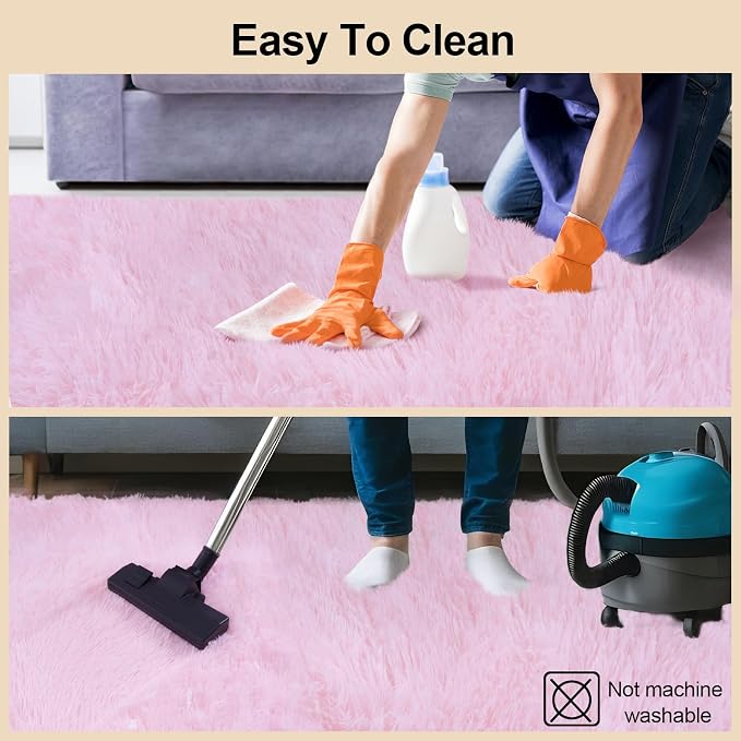 Mugorn Pink Fluffy Soft Rugs for Girls Bedroom, 6x9 Ft Large Shaggy Area Rugs - Image 5