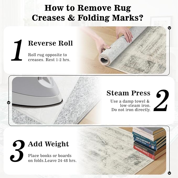 DCX 8x10 Vintage Rug, Machine Washable Stain Resistant Distressed Beige Rug - Image 5