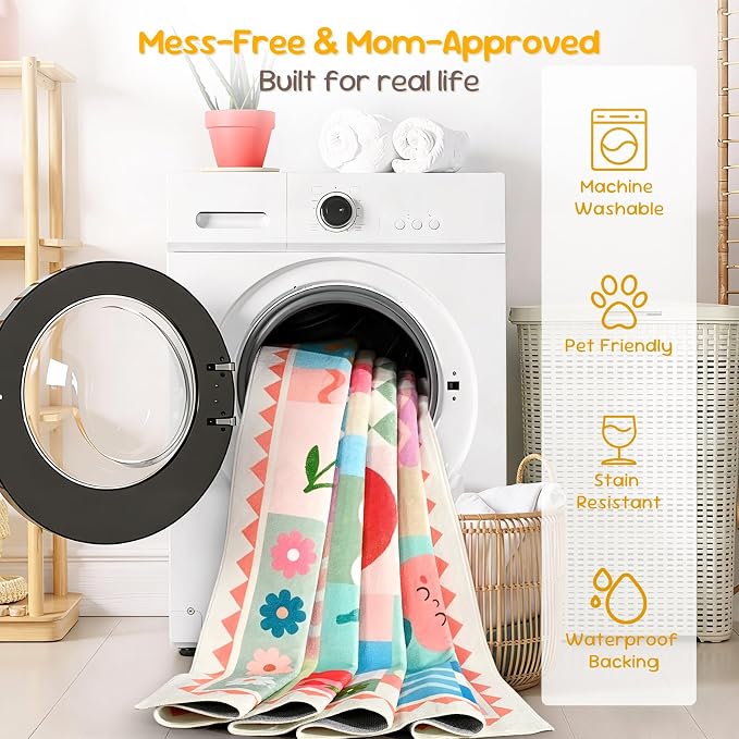 5x7 Washable Kid Bedroom Rug for Girls, Soft Non-Slip Toddler Playroom Carpet - Image 6