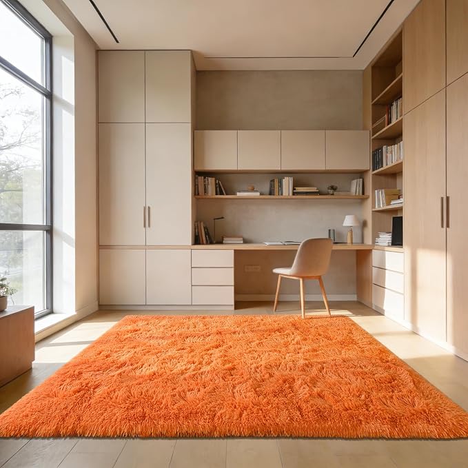Andecor Shag Area Rug for Living Room, 5x8 Feet Orange Soft Fluffy Indoor Plush - Image 4