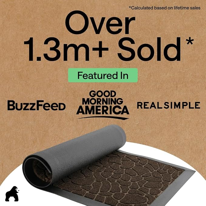 GORILLA GRIP 100% Waterproof All-Season WeatherMAX Doormat 35x23, US Designed - Image 4