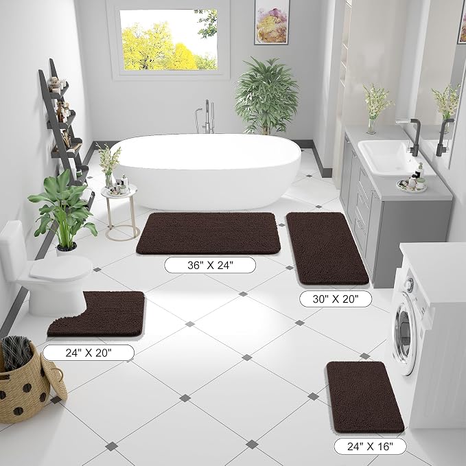 OLANLY Bathroom Runner Rugs 47x17, Extra Soft Absorbent Chenille Bath Rugs - Image 2