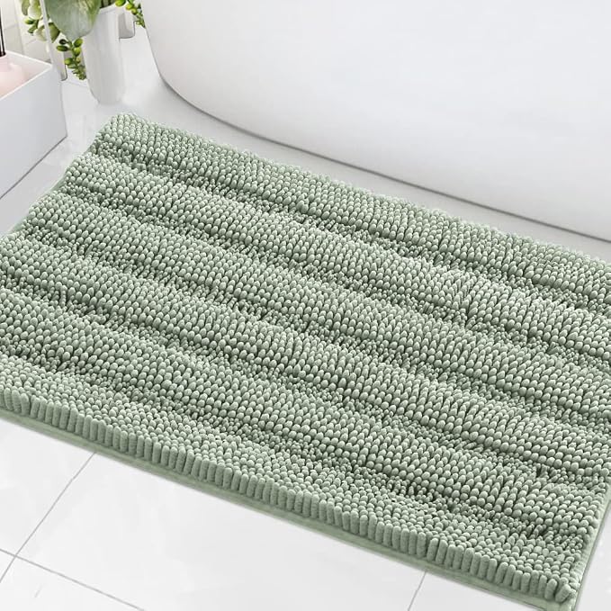 H.VERSAILTEX Bath Mats for Bathroom Non Slip Extra Thick Chenille Striped Bath by HVERSAILTEX