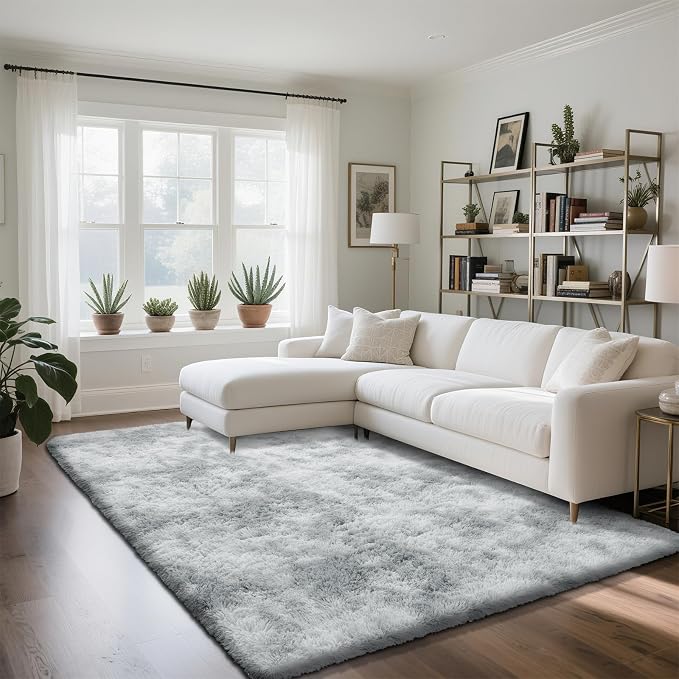 Fluffy Rug Shag Area Rug, Mottling Grey 5x8 Area Rugs by Yongyangjuxi