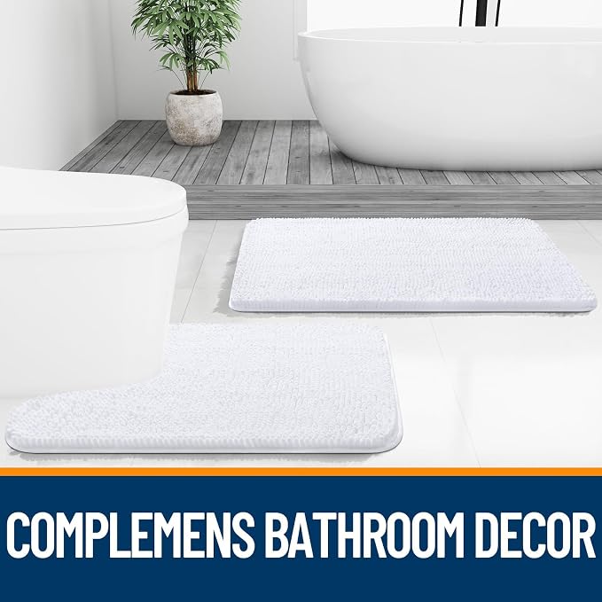 OLANLY Toilet Rugs U-Shaped 24x24, Extra Soft Absorbent Chenille Contour - Image 7
